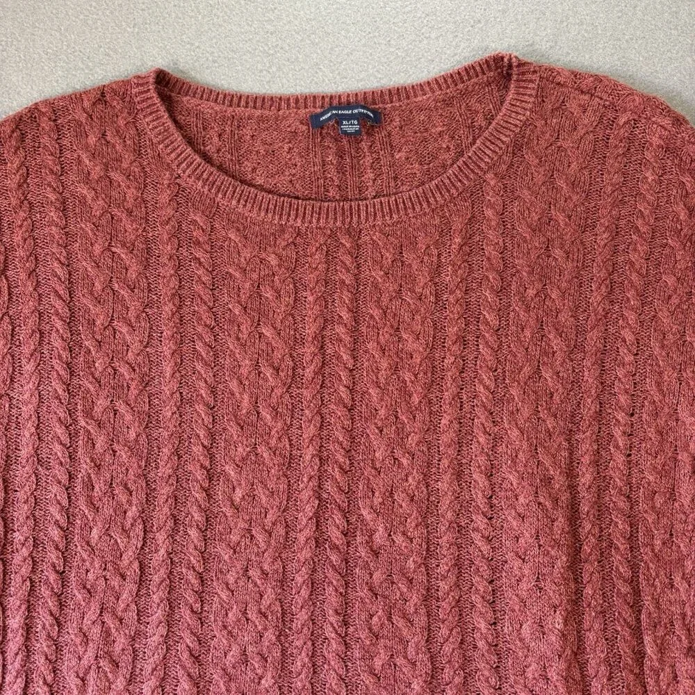 American Eagle Womens Cable Knit Sweater Cozy Cottagecore Preppy Casual Fall XL‎ - Picture 2 of 16